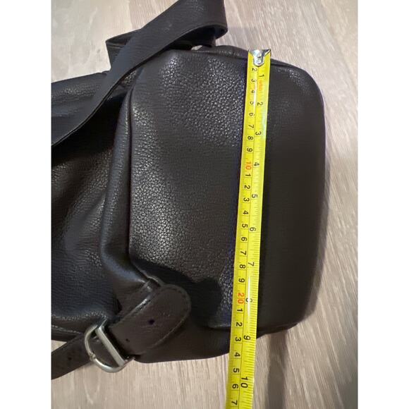 Eddie Bauer Backpack Pebbled Leather Brown Rucksack Drawstring Bag Vintage 90s - Picture 9 of 13